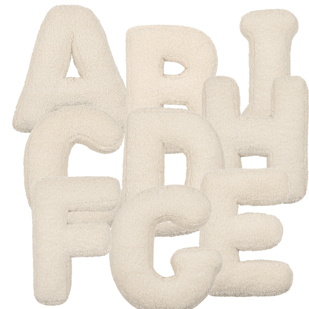 Set of 9 Boucle Letter Cushion - teddy cushion promo set