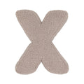 Boucle letter cushion X Mocha by Bettys Home on a white background. teddy cushion 