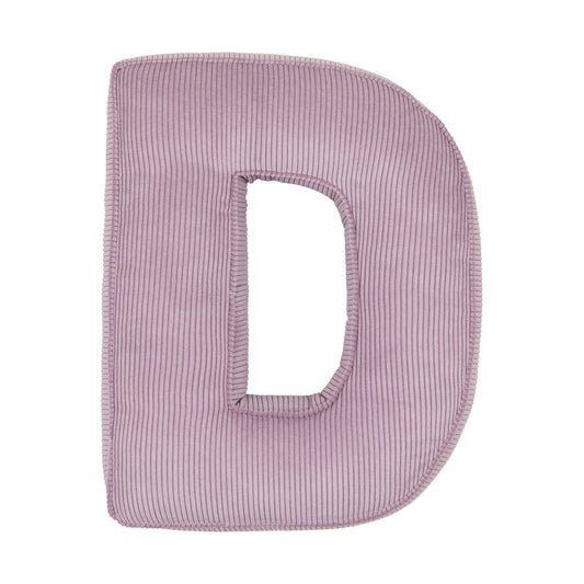 Corduroy Letter Cushion D by Bettys Home in lavender 