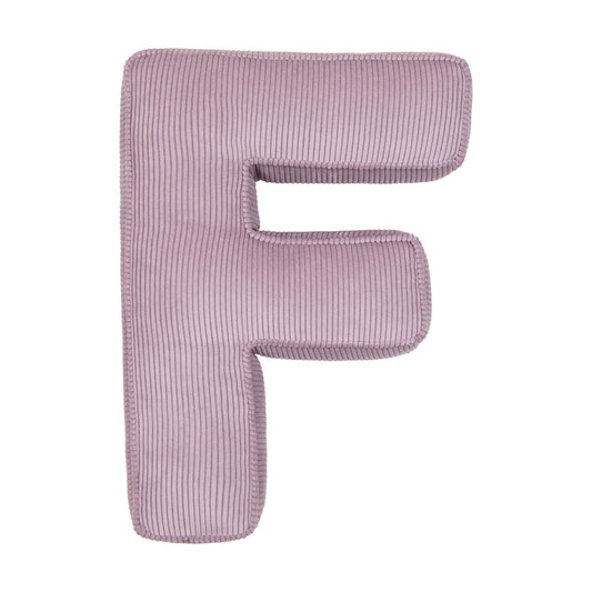 Corduroy Letter Cushion F by Bettys Home in lavender 