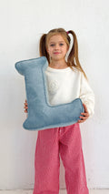 little girl with corduroy letter cushion L by bettys home