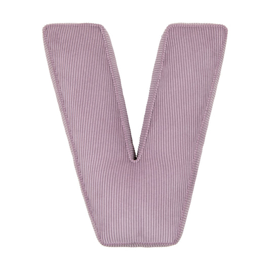 Corduroy Letter Cushion V by Bettys Home in lavender 