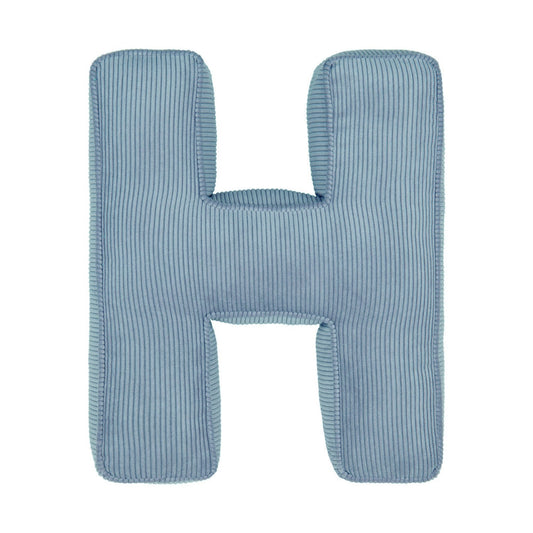 Corduroy Letter Cushion H by Bettys Home in blue 