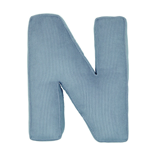 Corduroy Letter Cushion N by Bettys Home in blue 