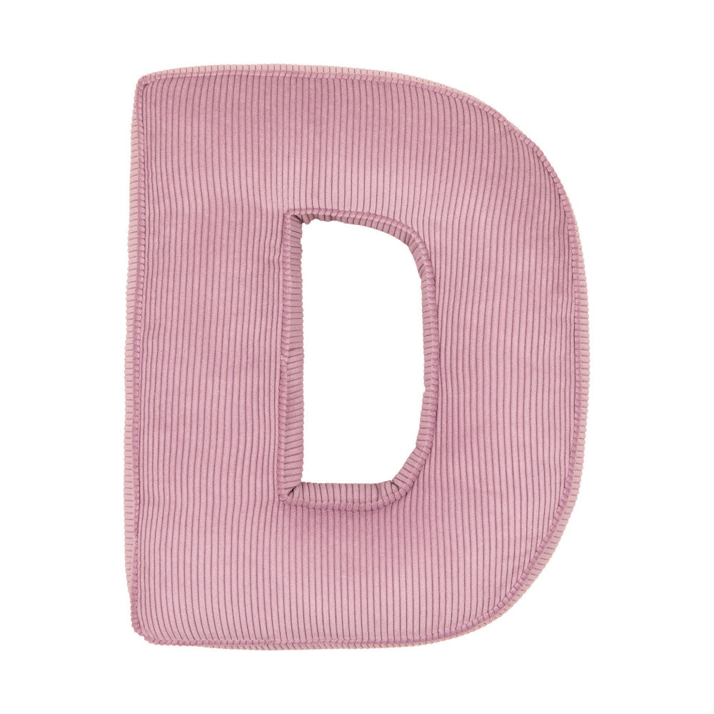Corduroy Letter Cushion D by Bettys Home in pink 