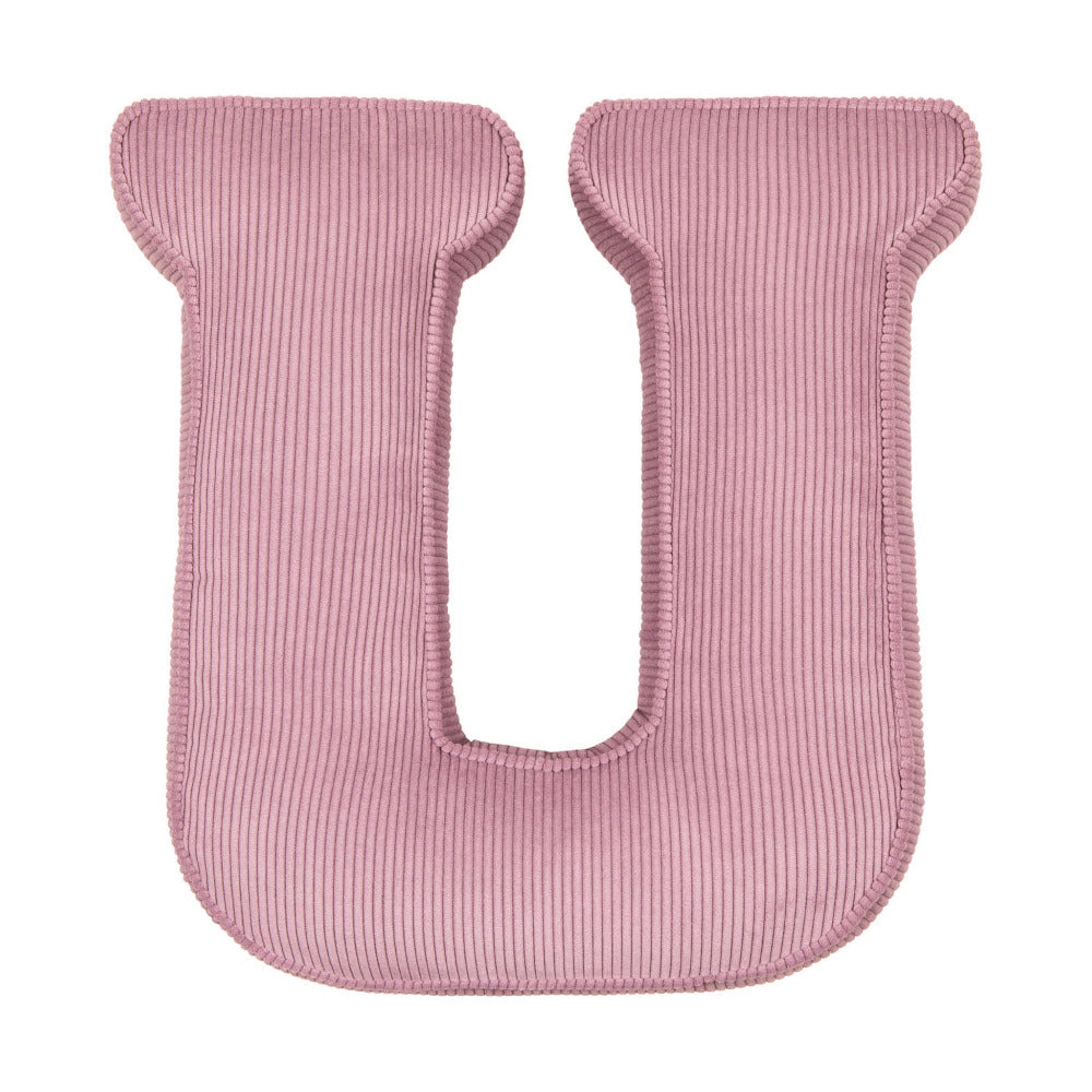Corduroy Letter Cushion U by Bettys Home in pink 