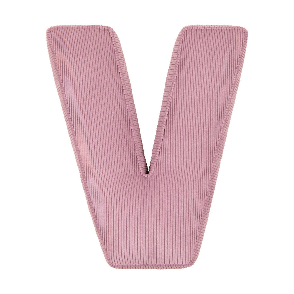 Corduroy Letter Cushion V by Bettys Home in pink 